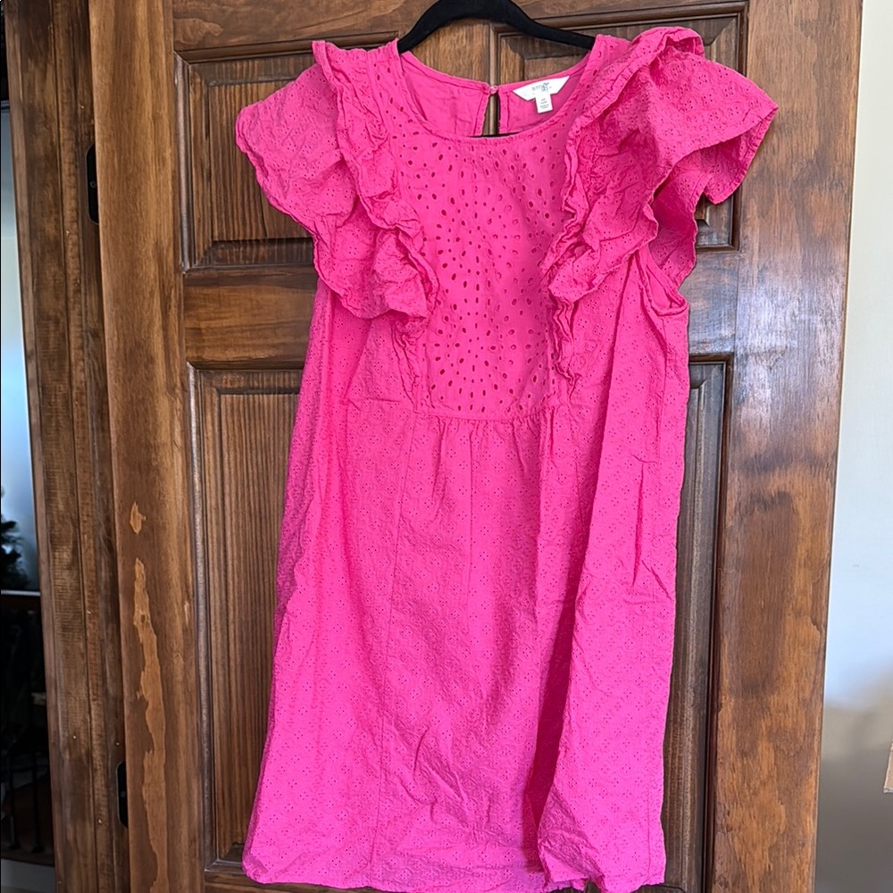 Terra & Sky Pink Flutter Sleeve Crew Neck Sundress